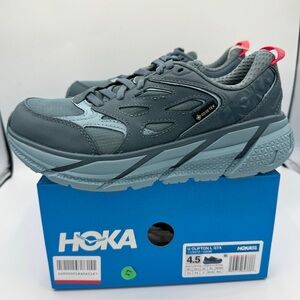 NWT Hoka Clifton Leather Gore-Tex Waterproof Unisex Goblin Stone Blue GBSB shoes